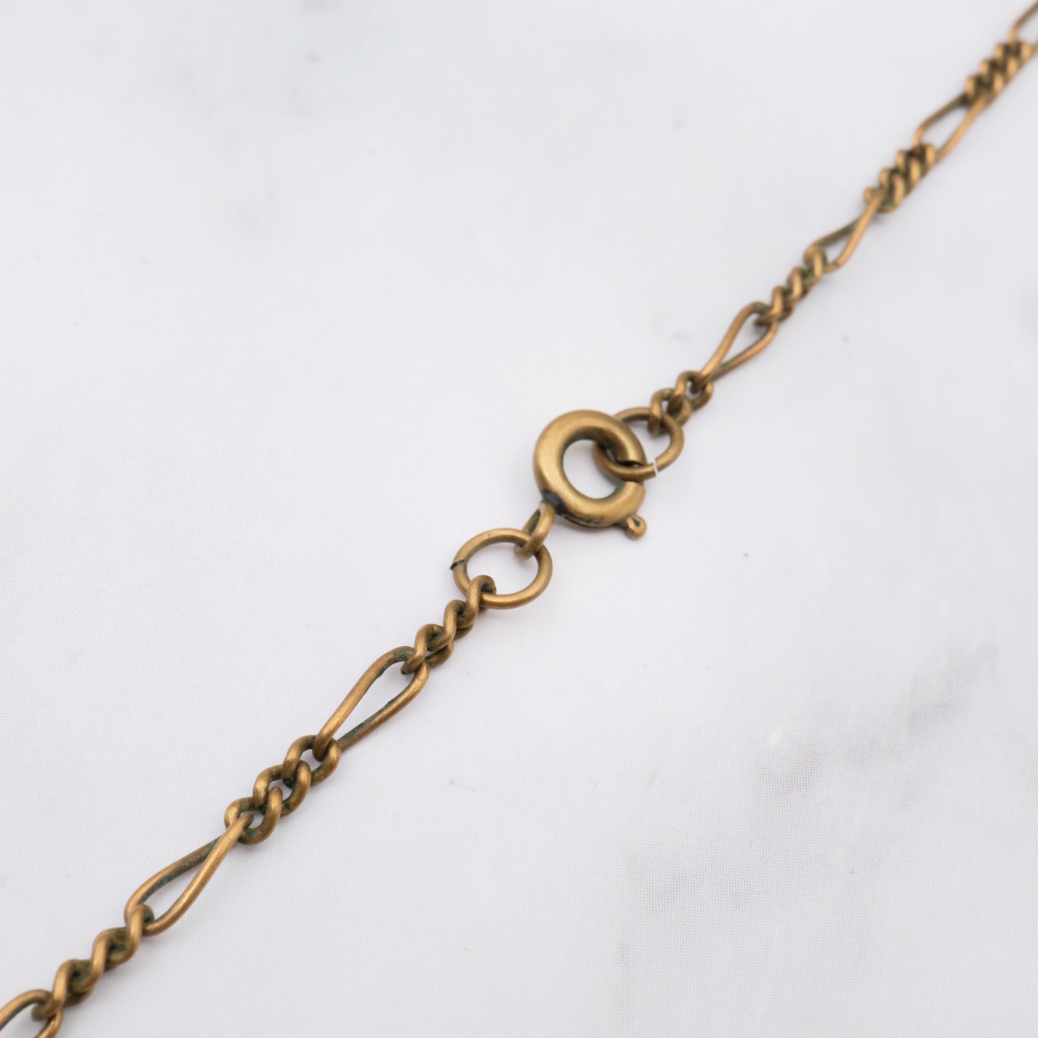 Antique Art Nouveau enamel on copper and brass floral necklace, 16.5"